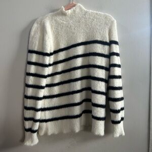 Bailey 44 striped fuzzy mock neck sweater XS